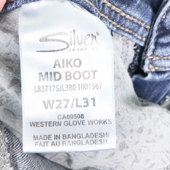 Silver Jeans Aiko Mid Boot Super Stretch Denim Jeans Women's Size W27 L31 - Picture 13 of 13